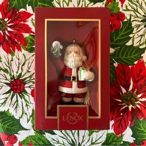 Lenox 2025 Santa Ornament - holding mistletoe and gift
